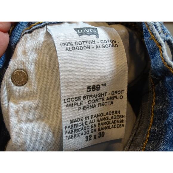 Vintage Levi's 569 Loose Straight Jeans 32x30 Faded Blue Distressed Denim Y2K - Picture 6 of 10